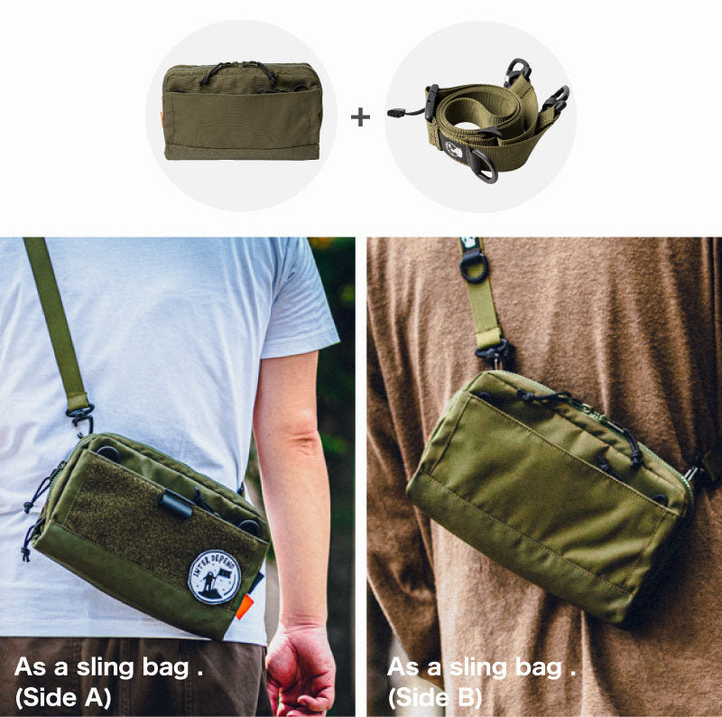 As a sling bag (Side A & B)